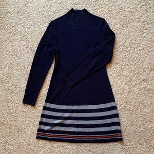 Navy blue turtleneck sweater dress